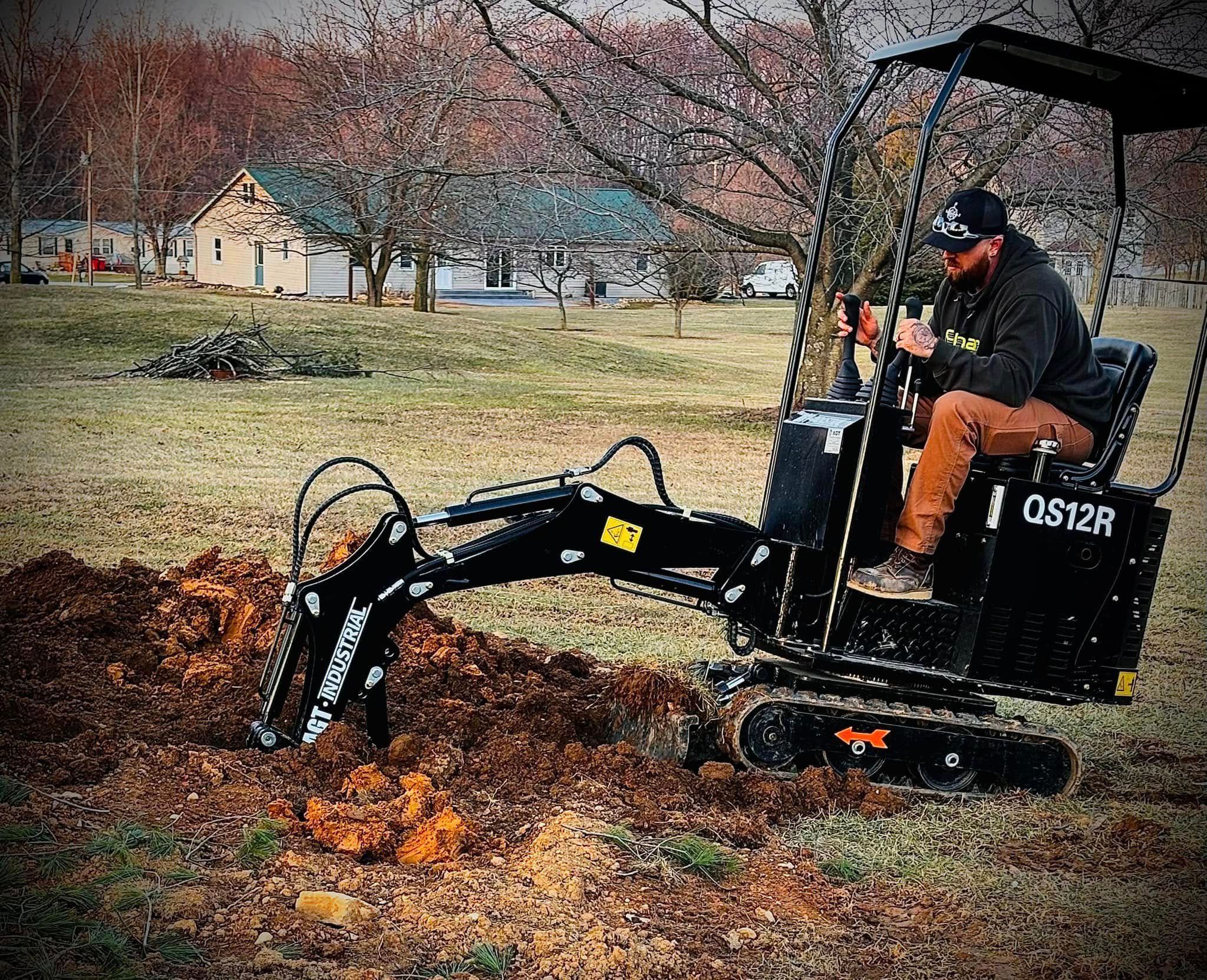 Excavator operator doing excavation work
