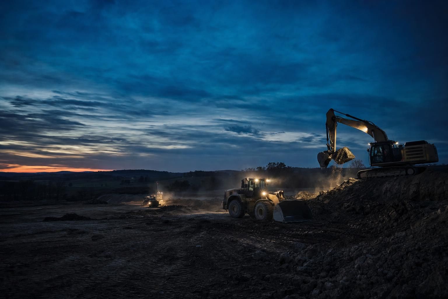 Excavation equipment on a snowy Pennsylvania work site